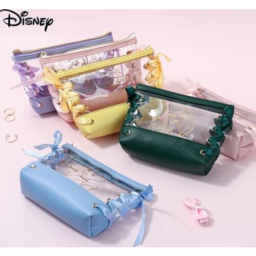 Disney PVC Waterproof Transparent Cosmetic Bag Women Make Up Case Travel Zipper Makeup Beauty Wash Toiletry Storage Kit