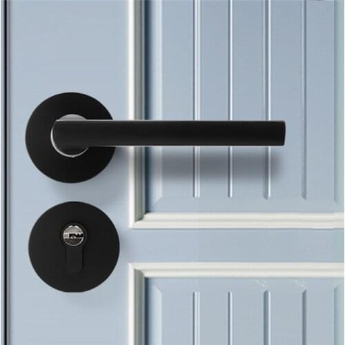 High-grade European Style Door Handle Lock Aluminum Alloy Modern Interior Bedroom lock Anti-theft Home Room Safety Door Locks