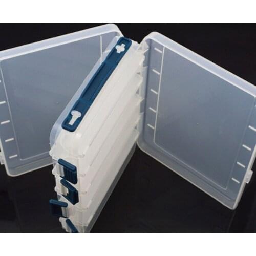 Portable 2 Layers Many Compartments Visible PVC Fishing Lure Bait Hooks Fish Tackle Box Accessory Storage Box Case Fishing Tool