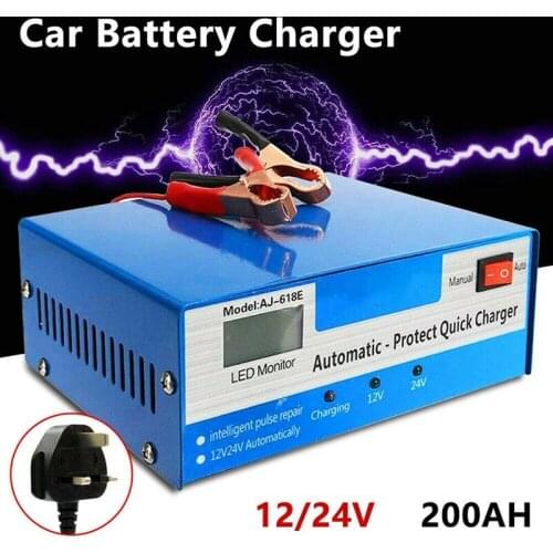 New12V/24V 10A Intelligent Car Battery Charger Intelligent Pulse Repair Battery Charger 12V/24V Truck Motorcycle Charger