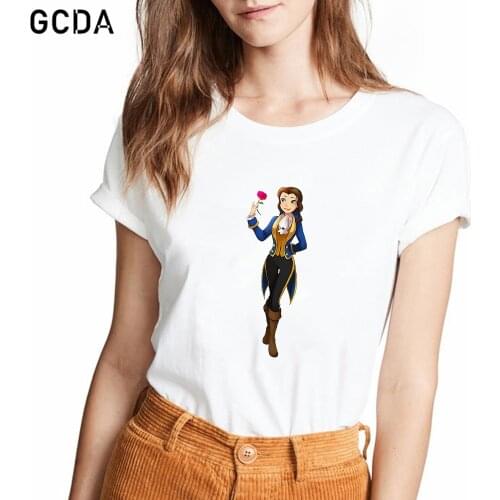 Beauty and the Beast Princess Belle Cosplay Prince T shirt Women Clothes Girl Harajuku T-shirt Tee Shirt Female