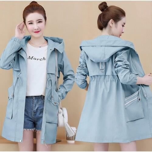 Women Windbreaker With Lining 2021 Spring Autumn Hooded Long Ladies Trench Coat Female Student Casual Outerwear Gabardina Mujer