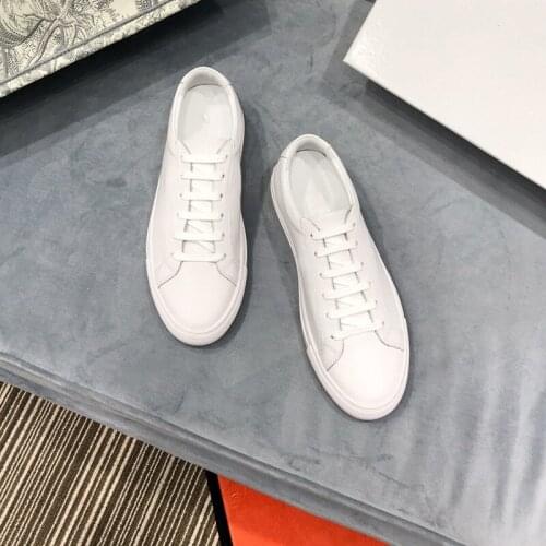 Women casual shoes genuine leather flat sneakers Men white shoes classic design