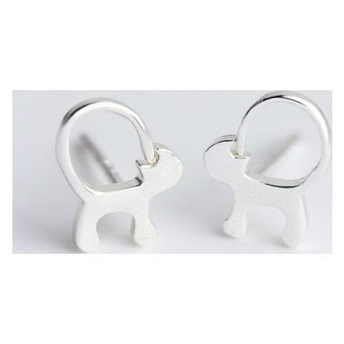 100% 925 Sterling Silver Cut Cat Stud Earrings for Women Party Birthday Gift Jewelry pendientes boucle d oreille A055