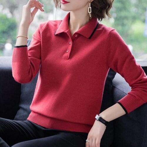 2021 Women Spring Autumn Fashion Elegant Knitted Sweater Female Peter Pan Collar Long Sleeve Pullovers Lady Casual Tops H193