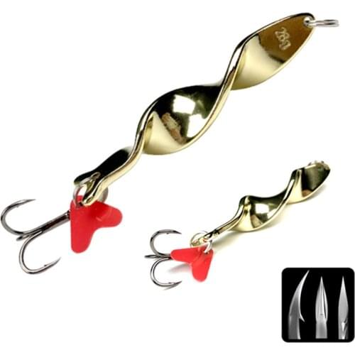 Golden 1pc 7g 10g 14g 21g 28g Rotating Metal Spinner Spoon Fishing Lure Hard Baits For Trout Pike Pesca Peche Treble Hook Tackle