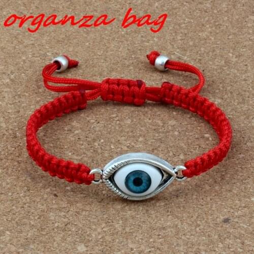 1pcs Hand-woven Wrist Bracelet zinc Alloy eyes bead black & red Cord Adjustable Bracelet B-82