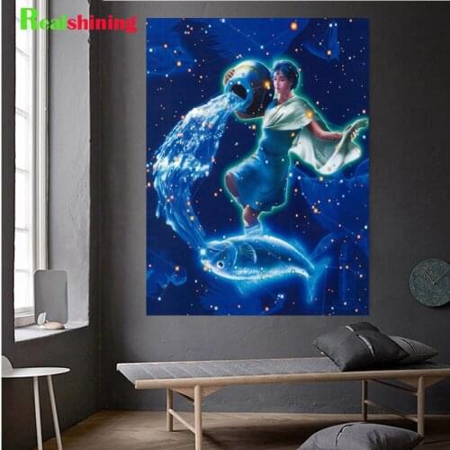 12 Constellations DIY Diamond Painting Aquarius Girl Diamond Embroidery Sale 5D Diamond Mosaic Picture Of Rhinestones N2162