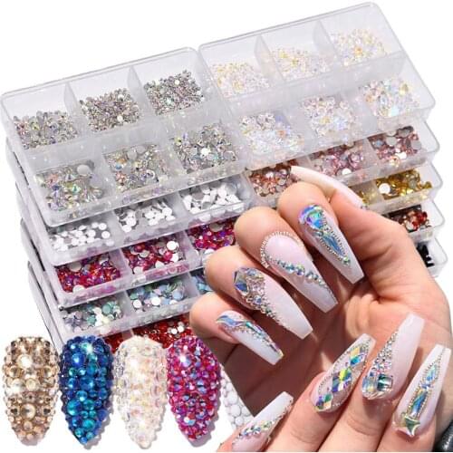 14 Colors Nail Rhinestones Nails Glitter Diamond Mixed Color 3D Crystal Luminous Diamond DIY Nail Decorations Nail accessories