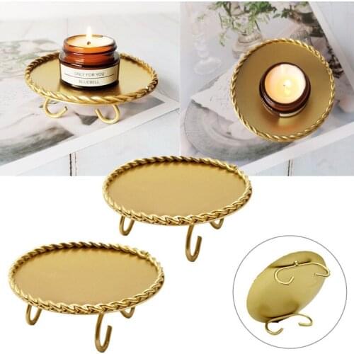 2Pcs Iron Gold Plated Candle Holder Metal Candle Pillar for Wedding Party Festival Home Decor