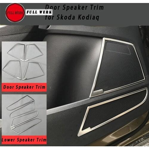 4pcs/set Stainless Steel Car Styling Door Speaker Trim Frame Decoration Cover Sticker for Skoda Kodiaq Interior Accessories