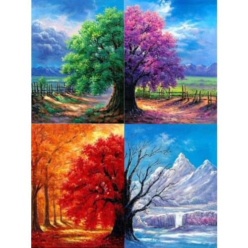 5d Diy Diamond Painting Landscape Tree Mosaic Imitation Cross Stitch Mosaic Home Decoration Wall Sticker Craft
