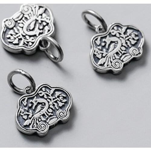 925 Sterling Silver Chinese Classic Longevity Lock Charms Women Men Decoration Bracelets Silver Dangle Pendants DIY Jewelry Make