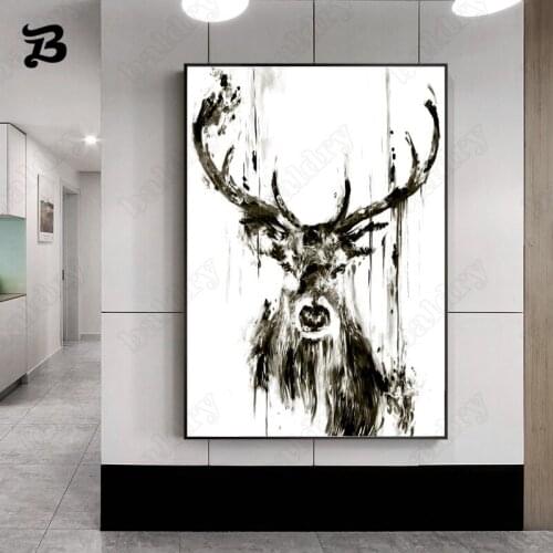 Abstract Animal Canvas Painting Deer Fowl Rabbit Posters and Prints Wall Art Pictures for Living Room Farmhouse Home Decoration