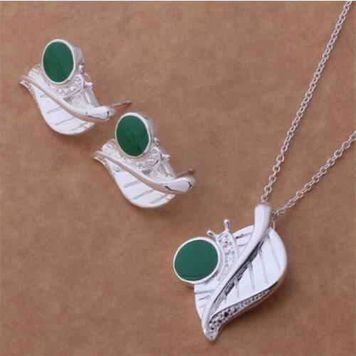 AS299 Hot Sale Silver Plated Color Jewelry Sets For Women Wholesale High Quality Classic Earring 406 + Necklace 097