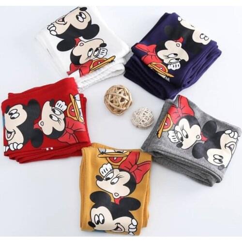 Brand Girls Leggings 100% Cotton Kids Girls Render Pants Disney Minnie Mouse Print Children Girls Bottoming Trousers