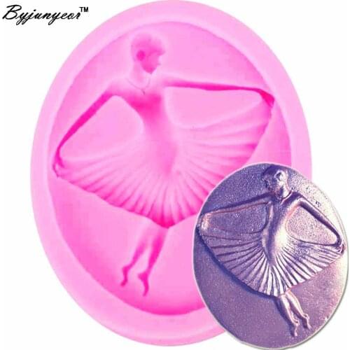 Byjunyeor Girl Dancing UV Resin Silicone Mold Fondant Chocolate Candy Lollipop Crystal Epoxy Soft Clay Bake Tools m728
