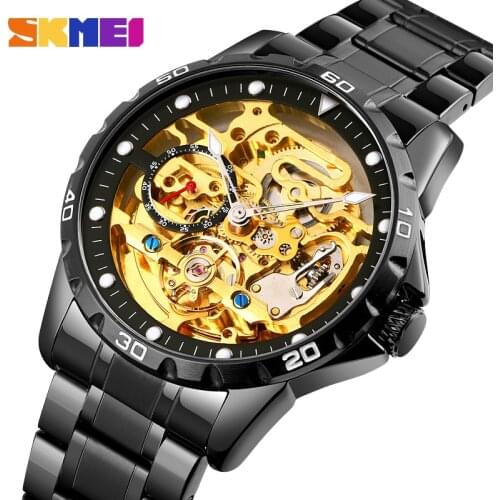 Fashion Mens Automatic Watche Luxury Brand SKMEI Stainless Steel Quartz Mechanical Watches Business Dress Casual Wristwatch