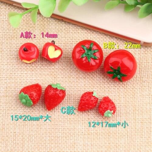 DIy Accessories Material 10pcs 3D Fruit Strawberry Apple Fruit Resin Cabochon Ornament Accessories Girl Hair jewelry DIY
