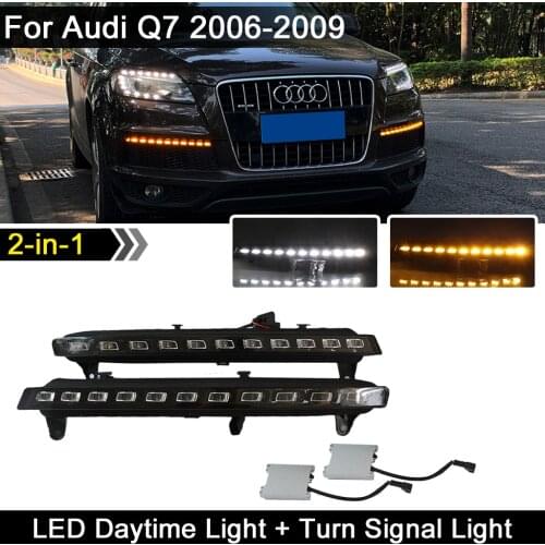 For Audi Q7 2006 2007 2008 2009 Function LED DRL Daytime Running Light Amber Turn Signal Sequential Blinker Light