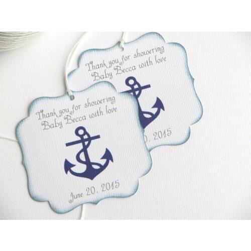 Custom Nautical baby shower favor tags, Navy blue baby shower thank you tags, Personalized favor tag, Boy baby shower gift tags