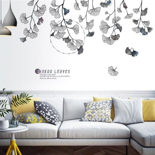 Creative Gingko Leaf Wall Stickers Dormitory Layout Bedroom Bedside Decal Living Room Sofa Backdrop Aesthetic Decoration Mural