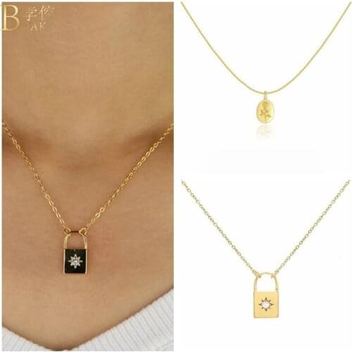 BOAKO CZ Pendant 925 Sterling Silver Necklaces For Women 2021 Jewelry Chain Lock Choker Gold Necklace Collares Bijoux Collars