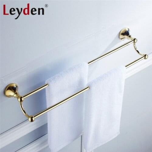 Leyden ORB/ Antique Brass/ Golden/ Chrome Double Towel Bar Toilet Towel Bar Towel Rack Holder Wall Mounted Bathroom Accessories