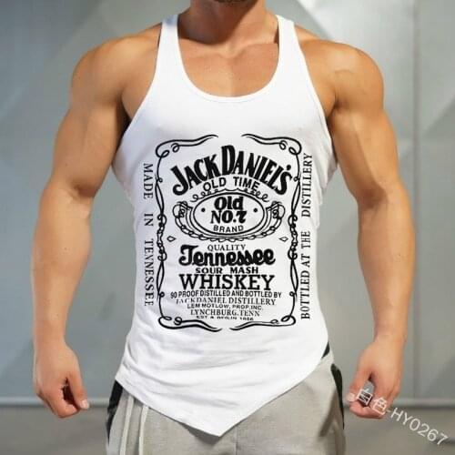 5XL Men Print Slim Y-Back Tank Tops Stringer Bodybuilding Singlets Oblique Hem Muscle Fitness Racerback Vest Undershirt For Men