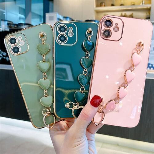 Heart Bracelet Wrist Chain Soft Case For Huawei P50 P10 P30 P20 P40 Lite E Pro 2019 Nova7i Honor 50 se Pro Case Silicone Cover