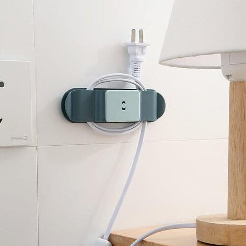 Wall-Mounted Sticker Cable Holder Plug Wire Organizer Strip 360 Degree Whirl Seamless Self-Adhesive Socket Fixer Cable Fixed U2
