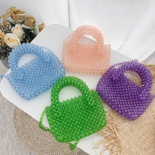 NEW Customized Bead Bag Green Hand-woven Celebrity Handbags Unique Design Ladies Party Bag Top-handle Purses and Handbags