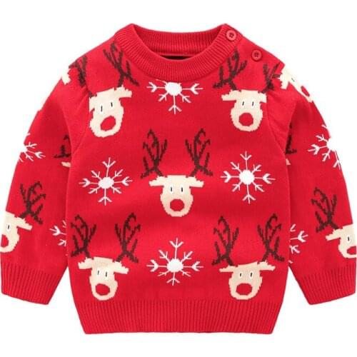 New Kids Sweaters Fashion Christmas Red Sweater for Boys Baby Girls Clothing Casual Knitted Sweaters Pullover Children Jackets