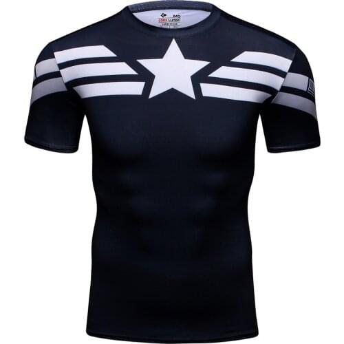 2021 Summer New Mens Running Fitness Short Sleeve Gym Tops Printing Tight Sports Jerseys Breathable Quick Dry
