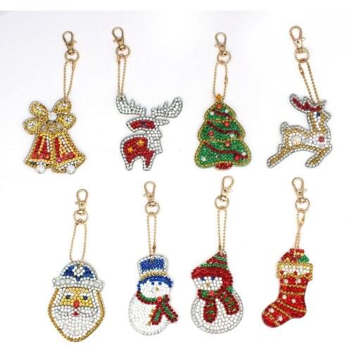 New Christmas Series Diy Keychain Childrens Handmade Diamond Painting Key Chain Bag Pendant christmas decorations