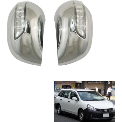 Novel style 2PCS ABS Chrome plated for Nissan Wingroad / AD Van Y12 2006 door mirror covers with LED
