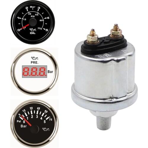 NPT-1/8 M10x1 Sending Unit Mechanical Oil Pressure Gauge Sensors For Truck Boat Oil Pressure Meters 0-5bar 0-75psi