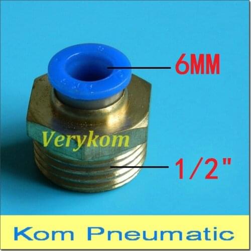 Verykom Pneumatic Wholesale 100PCS/LOT PC 6-04 Male Straight Air Fitting 6mm Tube Push In 1/2" BSP Quick Connector PC06-04