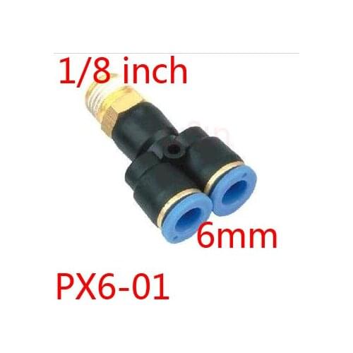PX6-01 Y tee pneumatic tube fitting 6mm 1/8'' thread three joint thread air hose connector for air cylinder solenoid valve hose