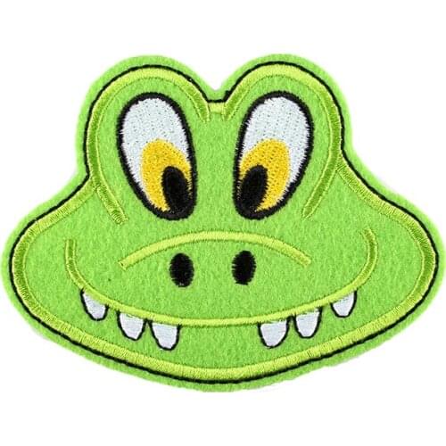 Pretty Cute Cartoon Crocodile Head Sticker Embroidered Sew on Iron on Path for Children Clothing Backpack