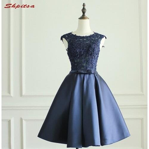 Sexy Navy Blue Short Lace Cocktail Dresses Womens Prom Coctail Dress for Party Dress jurk vestidos de coctel renda