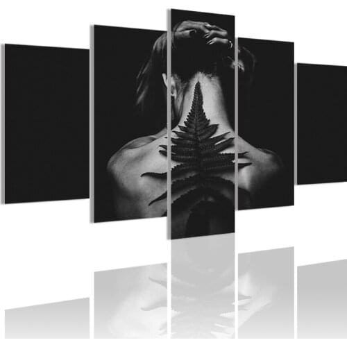 Modern Pexels Green Leaf 5 Panels HD Canvas Painting Posters Wall Art Print Pictures Living Room Interior Home Decoration Frame