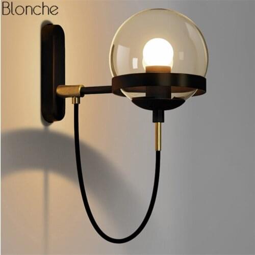 LED Wall Lamp Modern Glass Ball Lampshade Wall Lamp E27 Living Room Lamp Bedside Bedroom Corridor Lamp Indoor Lighting