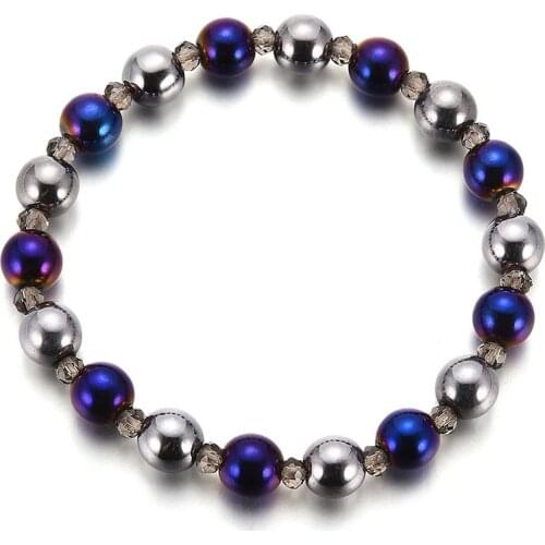 Unisex Faux Hematite Color Changing Magnet Stone Beaded Bracelet Jewelry Gift
