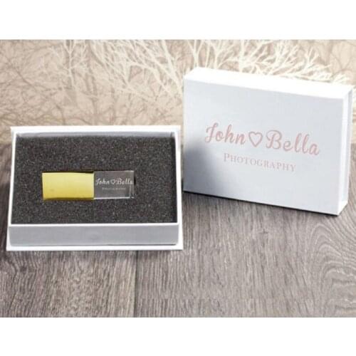 20PCS/LOT 32GB Golden Crystal USB Flash Drive USB 2.0 4GB 8GB 16GB Flash Memory Stick Pendrive Free Custom logo Design
