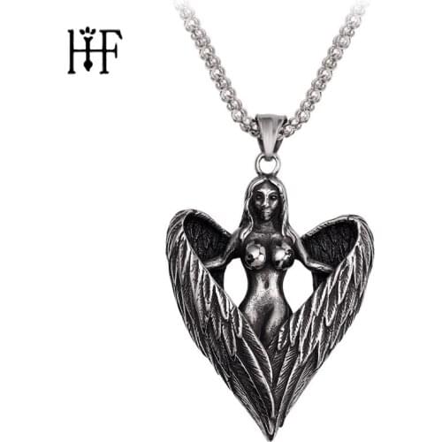 Vintage Fashion Black Knight wings Beauty Angel Pendant necklace wings Fairy necklace personal big Necklace for women jewelry