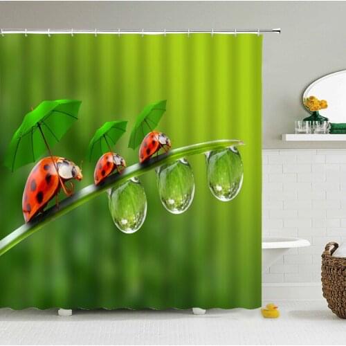 Green Plant Flower Tree Waterproof Shower Curtain Bath Curtains Bathroom Polyester Cloth With Hook Home Decoration Bath Curtain