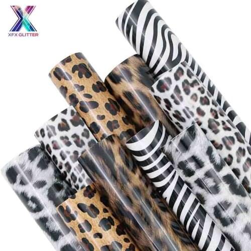 XFX Htv Free shipping 25x30.5cm PU Leopard Heat Transfer Vinyl Film Stretch Heat Press Vinyl Film Iron-on HTV TShirt DIY cricut