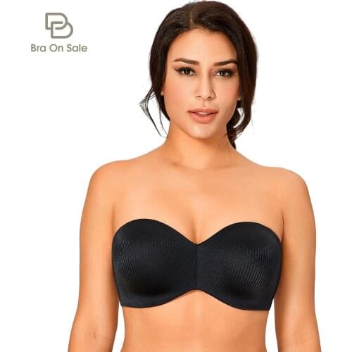 Womens Plus Size Minimizer Strapless Bra Underwire Unlined Smooth Jacquard Multiway