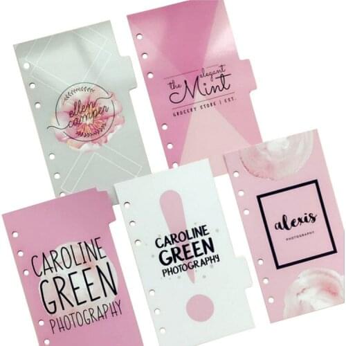 1set/lot A5 Creative Cute Notebooks Series Separation Page 6 Hole Loose-leaf Pocket Index Page 6 Separation Sheet 5 Sheets